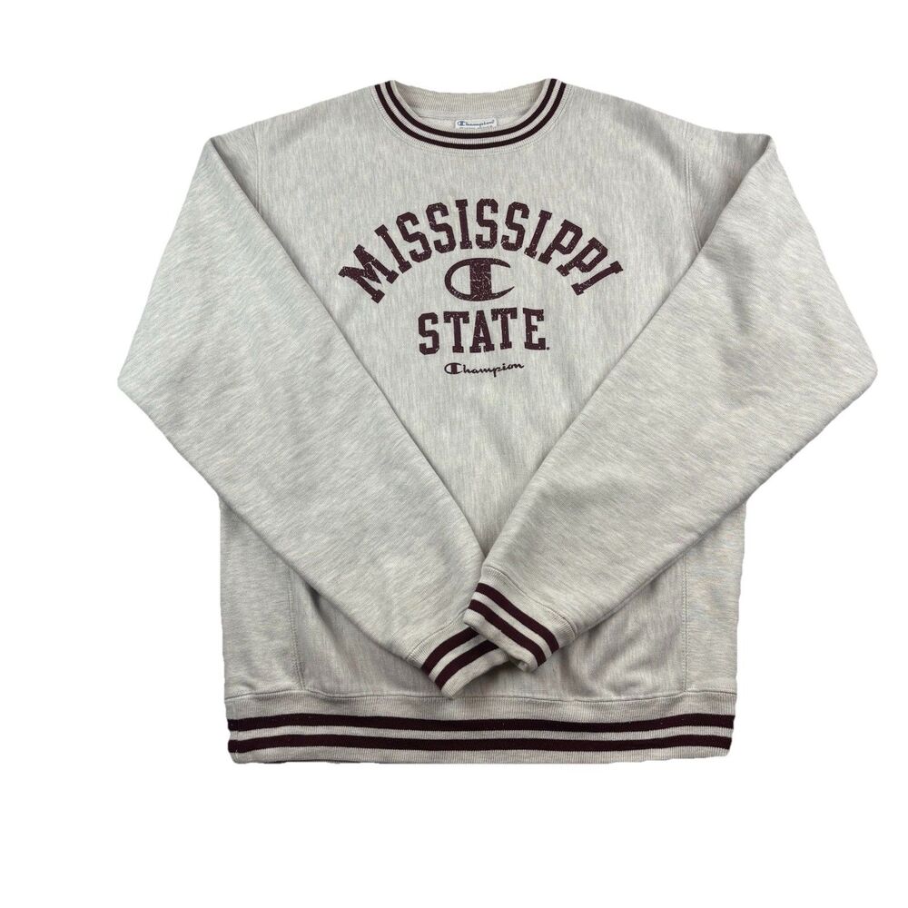 Mississippi State Champion Reverse Weave Ringer Crew Neck Sweatshirt Adult Small